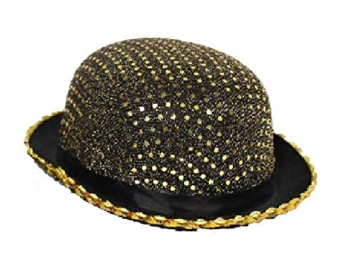 narrenkiste Fu63359 schwarz mit goldfabenen Pailletten Gala Melone Pailettenmelone