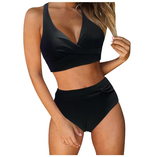 Generisch Bikini Hose Damen sexy Bikinihose high Waist Push up String Badeanzug große Oberweite Sport musselin Kleid Set Brazilian bauchweg Tankini Oberteil brüste rot Baderock strandtunika Swimsuit
