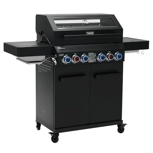 TAINO PLATINUM YAMARA DARK 4+2 Gasgrill Stahl 4 Brenner Keramik Sear-Burner Keramik Backburner Piezo-Zündung Grillrost Gusseisen