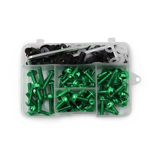 Motorrad Komplettes Cowling Verkleidungsschrauben-Set Schrauben Mutter Für Ninja 250 300 ZX6R ZX10R ZX14R ZZR400 (Color : Green)