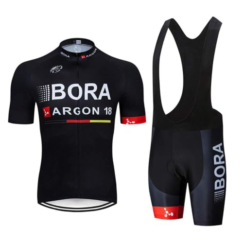 Generic Herren Radtrikot kurzärmliges Set Radbekleidung Pro RennradJersey und Radhose mit 19D Gepolstert (Black-1, XL)