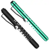 Diagnostikleuchte Pupillenleuchte, RISEMART 2 Stück Wiederverwendbare LED Stiftlampe mit Taschenclip alsr Krankenschwestern Ärzte Schüler Stiftlicht(Schwarz und Marsgrün)
