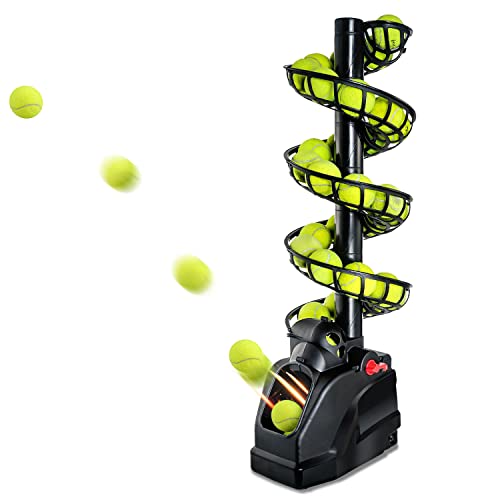 Tennisbälle Maschine(Maximal 30 Bälle aufnehmen),Tennisball Trainer für selbsttraining,Anfänger/Kinder/Lehrer/Zuhause/Gericht,genaue effiziente Ballwurfmaschinen für alle Stufen/Alter,AC&Batterie(New)