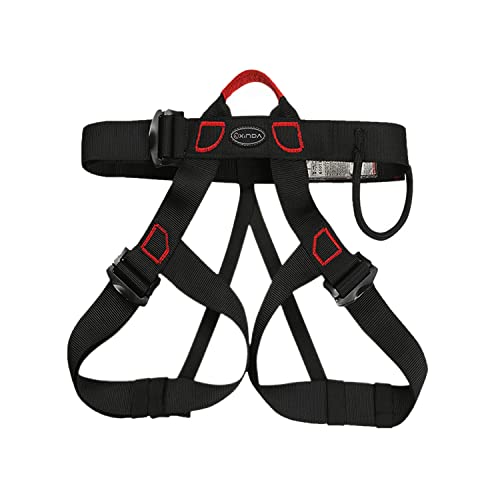 TAZZOR Klettergurte, Befestigender Klettergurt Für Herren, Halber Körperklettergurt Für Feuerrettung Bergsteigen Absturzsicherung,Maximale Belastung 800KG(Schwarz)