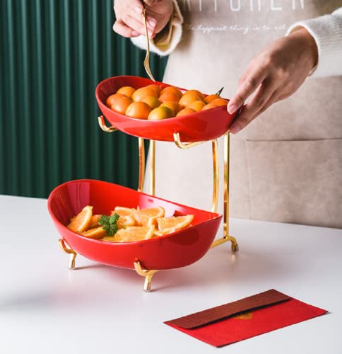 Obstschalen-Regale, Obstschale, 2 Keramik-Regale, Metall-Regale, Wohnzimmer und Restaurant (rot)