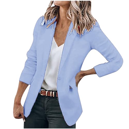 Damen Langarm Casual Blazer Slim Fit Geschäft Büro Jacke Mantel Arbeit Büro Knopf Open Front Jacke Anzug Locker Elegant Oberbekleidung Frauen Schmale Business Strickjacke Lässiger Sommer Arbeitsblazer