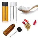 UENXRXE 2 Stück Premium Schnapsbehälter Mit Löffel,65Mm Probefläschchen Aus Klarem Glas Dosierer, Schnapsflasche Mit Teleskop-Löffe, Luxusspender,Dosierer Pulver (A)