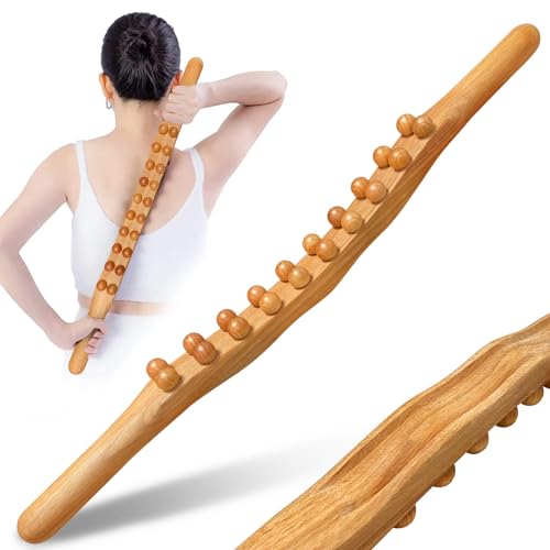 Faszienroll Holz, Premium Massageroller Holz,Faszienstab Holz,Massage Roller, Faszienrolle Holz,für Muskelentspannung, Körperformung, Gua Sha Massage,Anti Cellulite, Buche (E)