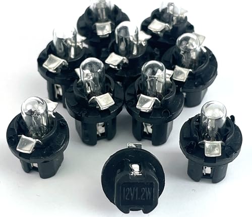 Hallenwerk 10x Stück - T5 B8.5D 12V 1.2W Warm Weiß Glühbirne Armaturenbrett Instrumentenbeleuchtung