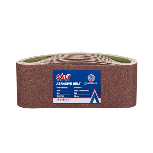 SALI Schleifbänder 10 Stück 100 x 610 mm Schleifband Körnung 80 Bandschleifpapier für Bandschleifer Schleifmaschine zum Holz Metall Schleifen, Feilen, Schärfen und Entrosten