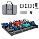 LEKATO Pedalboard mit Eingebautem Netzteil, 48.5 x 31 x 4.5cm Großes Effekt-Pedalboard, PedalBoard Set aus Aluminiumlegierung mit Tragetasche, Pedalkabel, Klettverschluss