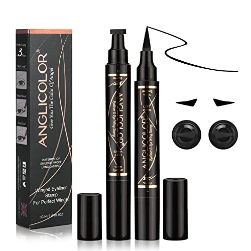 Anglicolor Eyeliner Langlebig,2 Stifte Eyeliner Stempel Schnell Trocknend,Eyeliner Wasserfest,Für Anfänger,SmudgeProof,Einfaches Katzenaugen Makeup Tool (10 mm Standard)