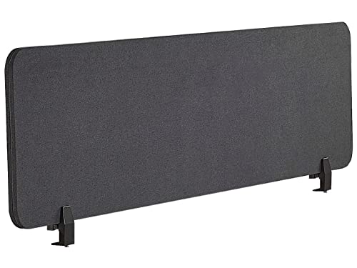 Beliani Schreibtisch Trennwand Akustik Polster dunkelgrau 160 x 40 cm Schallschutz Wally