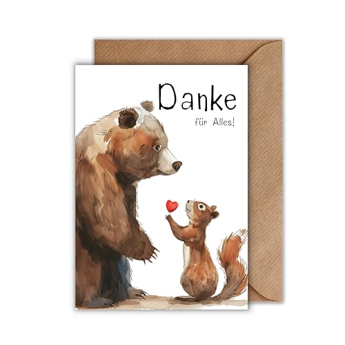 WBdesignz Herzliche Dankkarte mit Umschlag - Danke für Alles!” süße Dankeschönkarte Stilvolle Dankes karte für Freunde Familie Partner Kollegen (DIN A6)