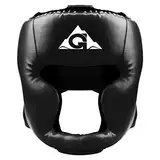 Boxen Kopfbedeckung für Erwachsene PU Leder MMA Helm für Traning Kickboxen MMA Muay Thai Sparring Martial Arts Karate Taekwondo Large Black