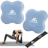 Flintronic Kniekissen Yoga, 2PC Yoga-Knie-Pad, Rutschfest Yoga Knie Padmatte, 20x20cm Knieschoner Matte Unterstützung der Knie Handgelenke und Ellenbogen, für Yoga Fitness Pilates–mit Widerstandsband