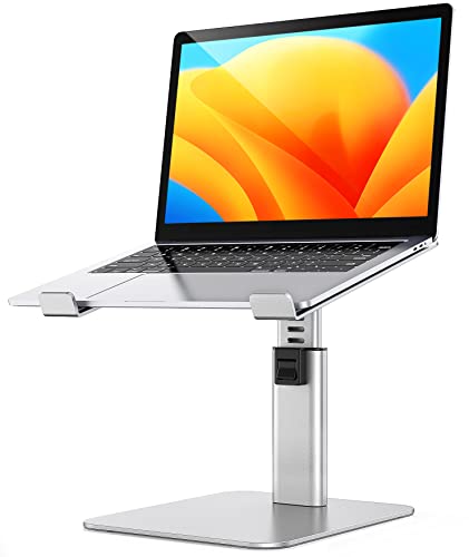 Babacom Laptop Ständer, 8 Höhenverstellbar Aluminium Laptop Stand, Ergonomischer Belüfteter Laptopständer Kompatibel mit MacBook, Air, Pro, Alle 10"-16" Notebooks - Silber