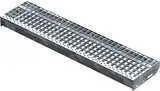 Fenau – 1000 x 240 mm - Gitterrost-Stufe (R11) XSL, MW: 30/30 mm, verzinkt, Stahl-Treppenstufe nach DIN-Norm, Fluchttreppen geeignet, Anti-Rutsch-Wirkung