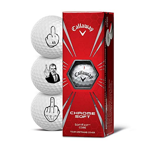 Callaway Golfbälle 3er Pack Motiv F-You Mittelfinger Geschenkidee Golf Geschenke für Golfer (Chrome Soft)