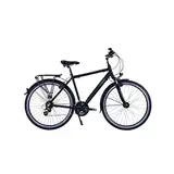 HAWK Trekking Gent Premium Fahrrad Herren 57 cm I Tolles Trekkingrad mit Microshift 24 Gang Kettenschaltung & LED Beleuchtung I Allrounder I Schwarz