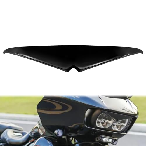HCmotorku Motorrad Scheinwerfer Augenbrauen Aufkleber Scheinwerfer Augenbrauen Augenlider obere Spitze Trim Dekoration Abdeckung Visier Fit für Harley Road Glide 2015-2023 Schwarz