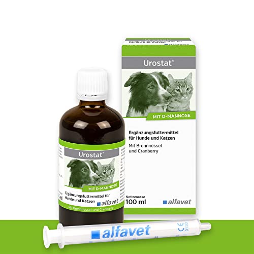 alvafet Urostat Ergänzungsfuttermittel zur Verringerung der Harnsteinbildung für Hund und Katze mit Brennnessel und Goldrute, 100ml, Dosierspritze