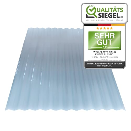 KAISER plastic® Wellplatte Sinus | Xtra Strong (PC) | Glatt und klar | 0,8mm Stärke | Welle 76/18 | 90 x 117 cm | 10 Stück | Made in Germany