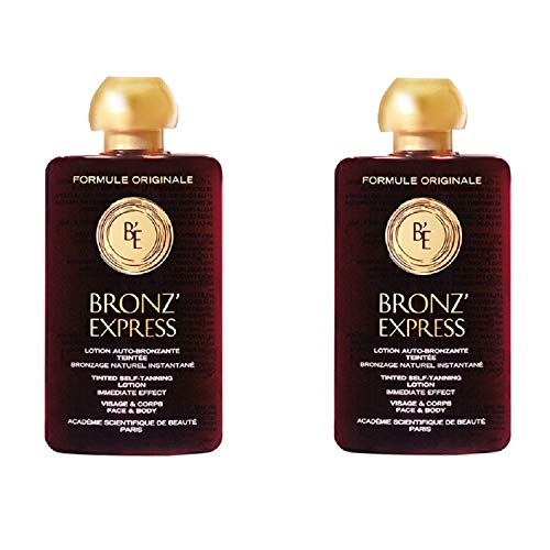 Academie 2x Bronz Express Lotion - getönte Selbstbräunungslotion für Gesicht & Körper, 100 ml (2er Pack), Naturbraune Haut ohne Sonnenexposition