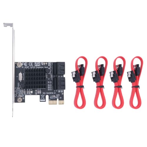 PCIE SATA Karte 4 Ports 6 Gbps SATA 3.0 PCIE Karte mit 4 SATA Kabeln, Halterung und Kühlkörpern