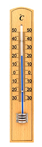 Indoor-/Outdoor-Thermometer aus Holz, 20 cm