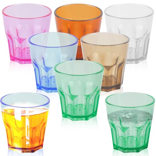 8 Stück Bunte Trinkgläser Kinder, 160ml Kunststoffbecher Bunt, Kunststoff Trinkgläser Set, Trinkgläser Bunte, Partygläser Acryl Trinkglas, Cocktail Wasserbecher Kindergläser für Zuhause, Restaurants