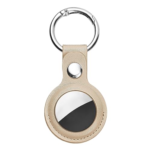 Ainiv AirTag Schutzhülle, Leder Keyring Schutzhülle Kompatibel mit AirTags, Mini Apple , Hülle Schlüsselanhänger Case, Cover mit Golden