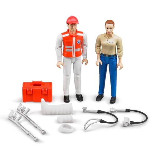 bruder 62710 - Bworld Set Rettungsdienst, Sanitäter, Patient & Zubehör - 1:16 Arzt Krankenwagen Figur Mensch Spielzeug