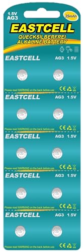 10 Stück AG3 LR41 Knopfzelle - 1,5V Alkaline Knopfzellen - LR736 / L736 / G3 / G3A / 3GA / 192 / GP192 / V3GA / RW87 - Knopfbatterien Batterien Batterie