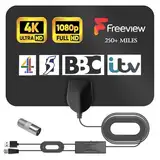 Zimmerantenne DVB-T2 mit Verstärker, Zimmerantenne für Fernseher, DVB-T2 Antenne, TV Antenne, Verbessertes Signal, 5M Koaxialkabel Unterstützt 4K 1080P Kostenlose Kanäle für TV/Radio Lokale TV-Kanäle