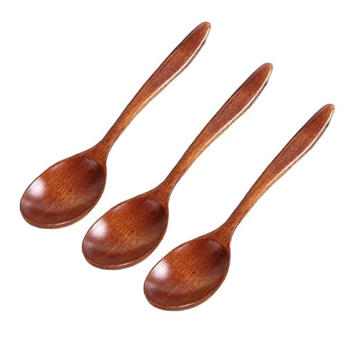 Holzlöffel Umweltfreundliches Besteck Suppenlöffel Kaffee Tee Honig Naturholzlöffel Küchenzubehör (3pcs 14cm)