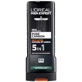 L'Oréal Men Expert XXL 5in1 Duschgel und Shampoo für Männer, Duschbad zur Reinigung von Körper, Haar und Gesicht, Herren Körperpflege für langanhaltende Frische mit Karbon, Pure Carbon, 1 x 400 ml