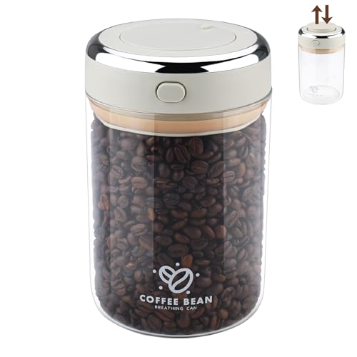 Zosenyer Kaffeedose Luftdicht, 1100ml Vakuum Kaffeebehälter aus Hochwertigem Glas für Kaffeebohnen, Pulver, Tee, Nüsse, Kaffee Aufbewahrungsdose für Familie, Büro, Café (1100ml)
