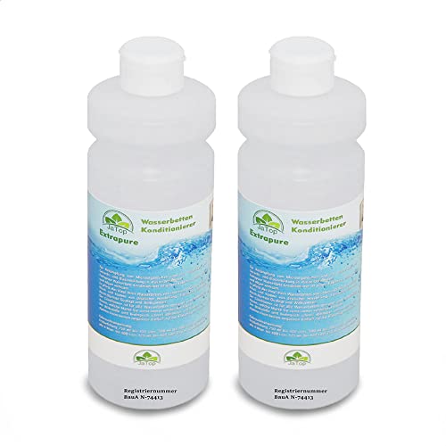 JaTop Wasserbett Conditionierer [2 x 500ml] - Für alle Wasserbetten geeignet - purer Wasserbetten Conditioner - inklusive Bubble Stop, Flüßig - Made in Germany (1Liter (2 Flaschen a 500ml))