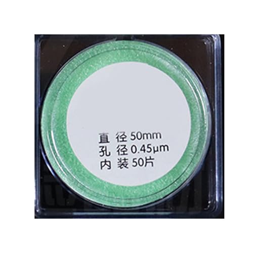 Sehuby Lochfilter, 50 Stück, Labor-Wasser-Mikrofiltrationsmembran, mikroporös, 0,45/0,22 um, organische Mikrofiltrationsmembran, Durchmesser 50 mm