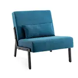 Mingone Sessel Einzelsofa Cocktailsessel Modern Loungesessel 1 Sitzer Polstersofa Leinen Stoff mit Schwarz Metallbeinen für Wohnzimmer Schlafzimmer bis 120kg