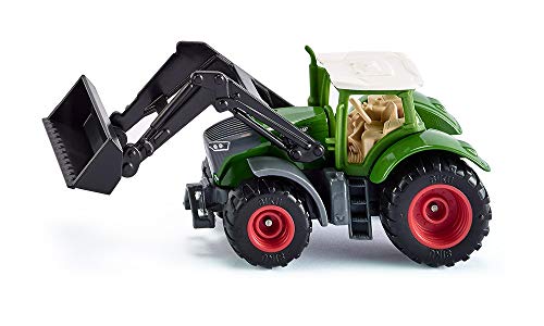 siku 1393, Fendt 1050 Vario Traktor mit Frontlader, Grün/Schwarz, Beweglicher Frontlader, Abnehmbare Kabine, Reifen aus Gummi