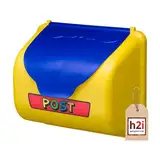 h2i Kinder Briefkasten für Spielhaus & Spielturm | Kletterturm Zubehör Kinderbriefkasten | TÜV geprüft, mit Befestigungsmaterial | Gelb/Blau