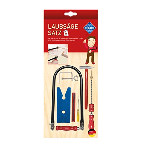 Pebaro 935 Laubsäge-Starter-Set, 13 Teile, komplettes Set für Laubsägearbeiten, mit Laubsägebogen made in Germany, Laubsägen, Basteln mit Holz, Bastelset, Geschenkidee für Kinder