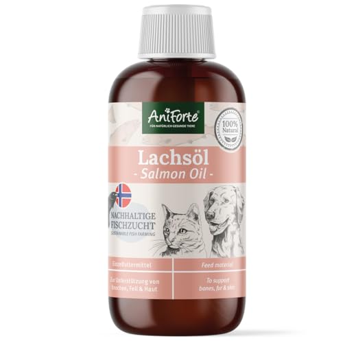 AniForte Natur Lachsöl für Hunde & Katzen 250 ml mit Omega 3 – Norwegisches, natürliches Lachsöl für Haut & Haar, Lachsöl für Hunde & Katzen, ohne künstliche Zusätze