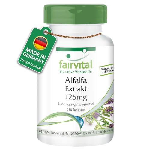 Fairvital | Alfalfa Tabletten - 250 Tabletten - 125mg Alfalfa-Extrakt pro Tablette - Medicago sativa (Luzerne) - VEGAN