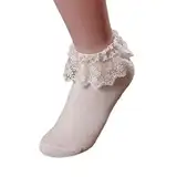 Flip Flop Socken Prinzessin Rüschensocken WH Baumwolle Spitzensocken Rüschen Mädchen Vintage Damen Söckchen Schwarze Socken Kurz Damen 39-42 (White, One Size)