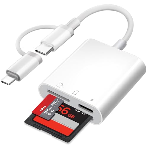 Loydia SD Kartenleser USB C SD Card Reader, SD Karten Adapter für iPhone, Speicherkartenadapter SD zu Lightning Adapter, SD-Kartenleser für iPhone, für SD/SDHC/SDXC/MicroSD/RS-MMC/MicroSDHC/MicroSDXC