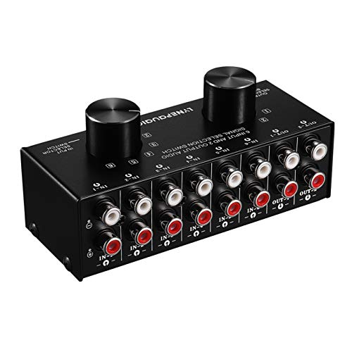 6-in-2-Out Audio Switcher Zwei-Wege-Audio-Signalwahlbox Splitter Verteiler mit Cinch-Eingängen und Ausgängen