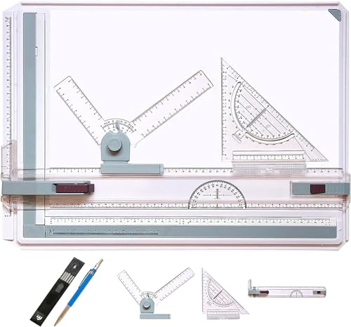 Eloklem A3-Zeichenbrett, Zeichentisch, Multifunktionaler Zeichenbretttisch mit Klarem Lineal